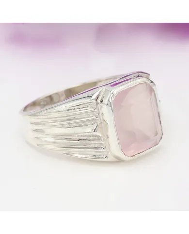 Rose Quartz Statement Ring - Sterling Silver Handmade Unisex Ring