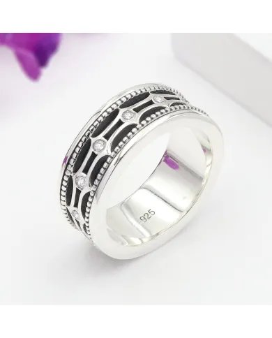 Swarovski Crystal Spinner Ring - 925 Sterling Silver Meditation & Anxiety