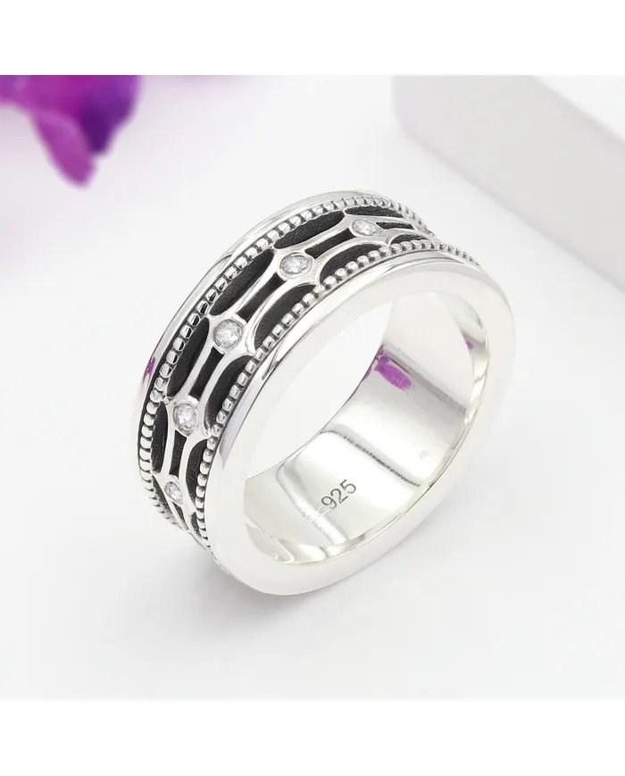 Swarovski Crystal Spinner Ring - 925 Sterling Silver Meditation & Anxiety