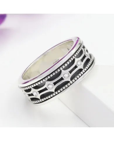 Swarovski Crystal Spinner Ring - 925 Sterling Silver Meditation & Anxiety