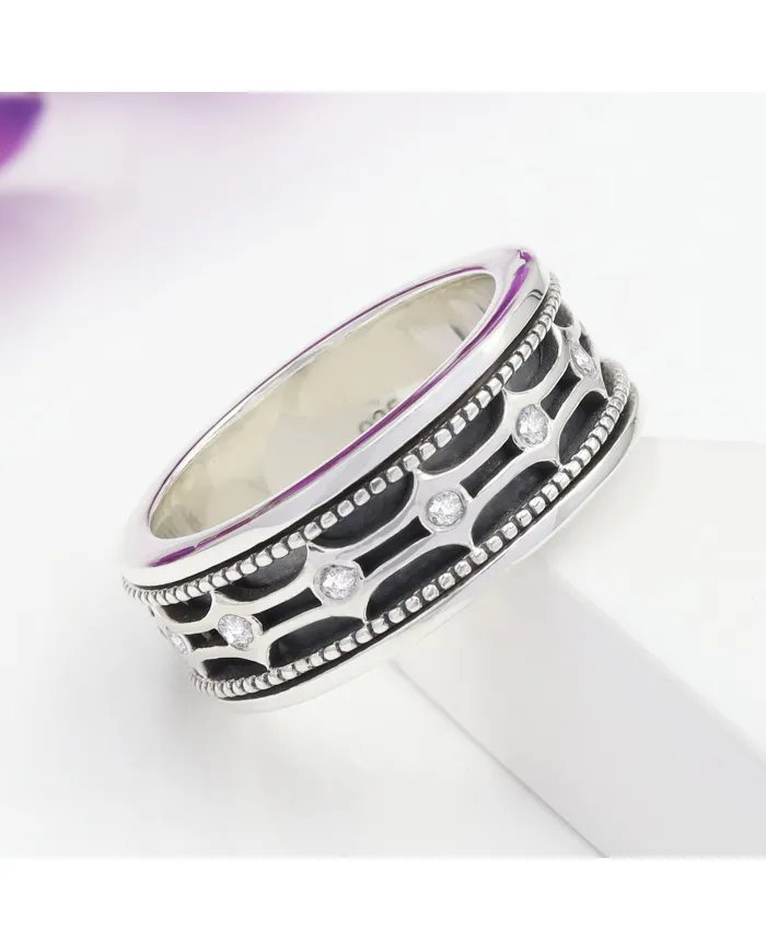 Swarovski Crystal Spinner Ring - 925 Sterling Silver Meditation & Anxiety