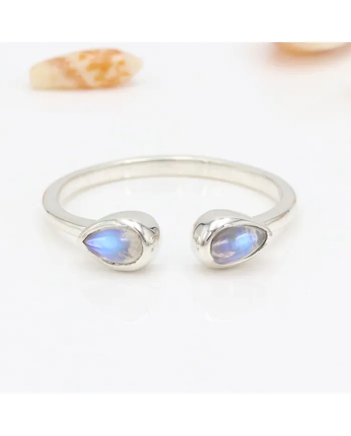 Rainbow Moonstone Ring - 925 Sterling Silver Handmade Gemstone Jewelry