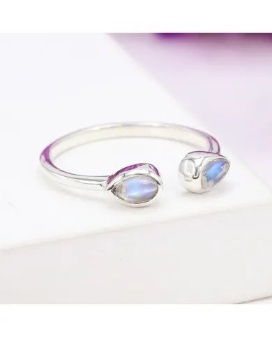 Rainbow Moonstone Ring - 925 Sterling Silver Handmade Gemstone Jewelry