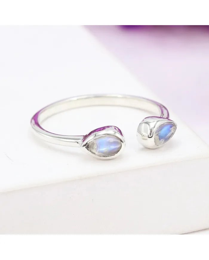 Rainbow Moonstone Ring - 925 Sterling Silver Handmade Gemstone Jewelry