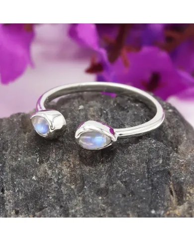 Rainbow Moonstone Ring - 925 Sterling Silver Handmade Gemstone Jewelry