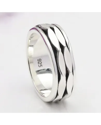 925 Sterling Silver Spinner Ring Fidget Anxiety Ring for Women and Men