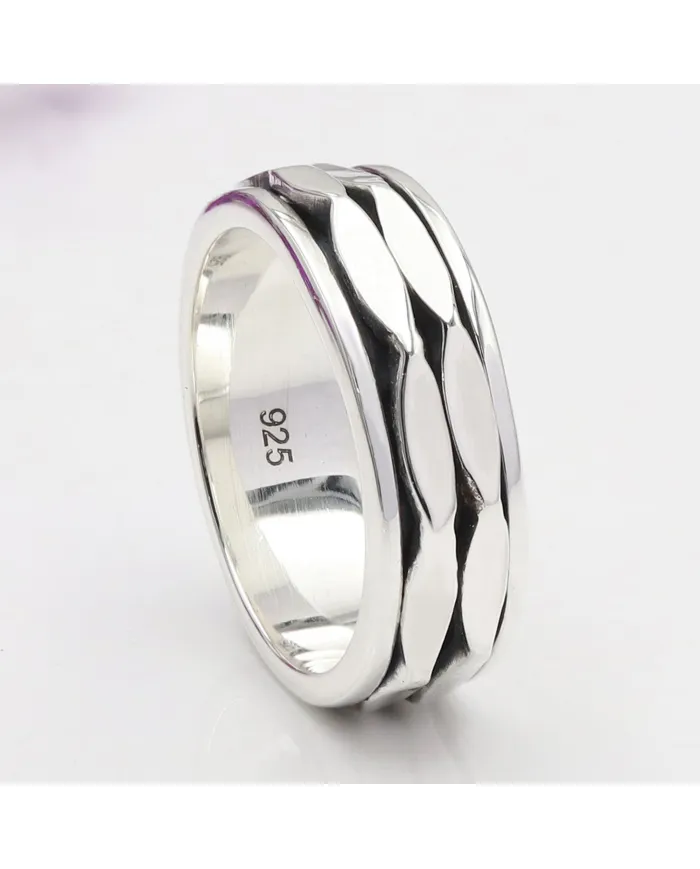 925 Sterling Silver Spinner Ring Fidget Anxiety Ring for Women and Men