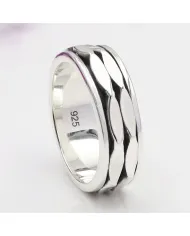 925 Sterling Silver Spinner Ring Fidget Anxiety Ring for Women and Men