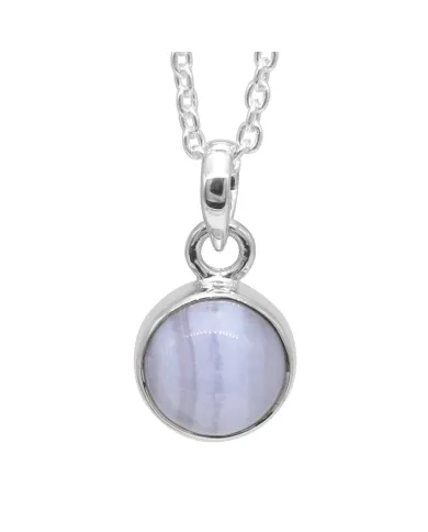 925 Sterling Silver Blue Lace Agate Pendant Necklace for Women