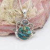 Blue Copper Turquoise Necklaces, Silver Pendant, Unique Design Pendant, Round Gemstone Pendant, Sky Blue Topaz Necklaces for Her