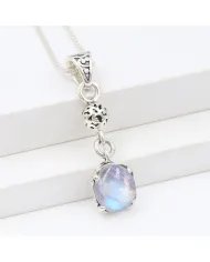 Rainbow Moonstone Pendant – 925 Sterling Silver Charm Jewelry