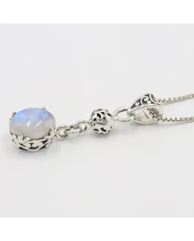 Rainbow Moonstone Pendant – 925 Sterling Silver Charm Jewelry