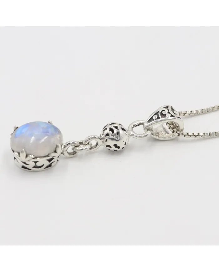 Rainbow Moonstone Pendant – 925 Sterling Silver Charm Jewelry