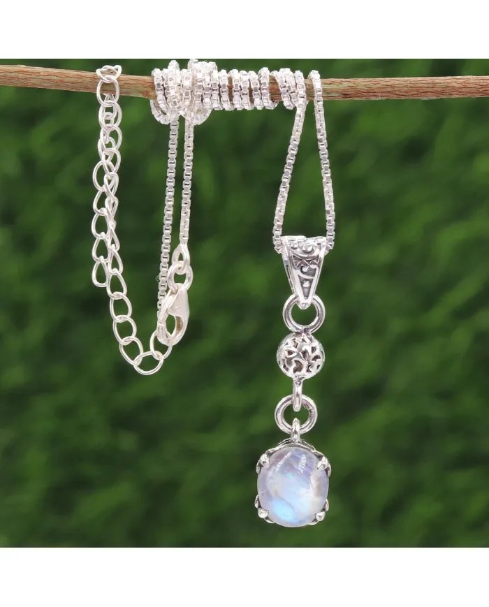 Rainbow Moonstone Pendant – 925 Sterling Silver Charm Jewelry