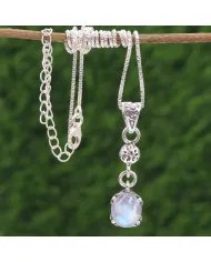 Rainbow Moonstone Pendant – 925 Sterling Silver Charm Jewelry