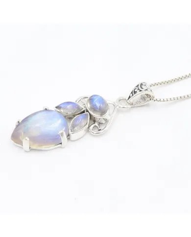 Rainbow Moonstone Pendant - 925 Sterling Silver Birthstone Jewelry