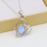 Heart Pendant, Moonstone Necklaces, Love Heart Charm Pendant, 925 Silver Pendant, Dainty Pendant for Love, Pendant with Chains