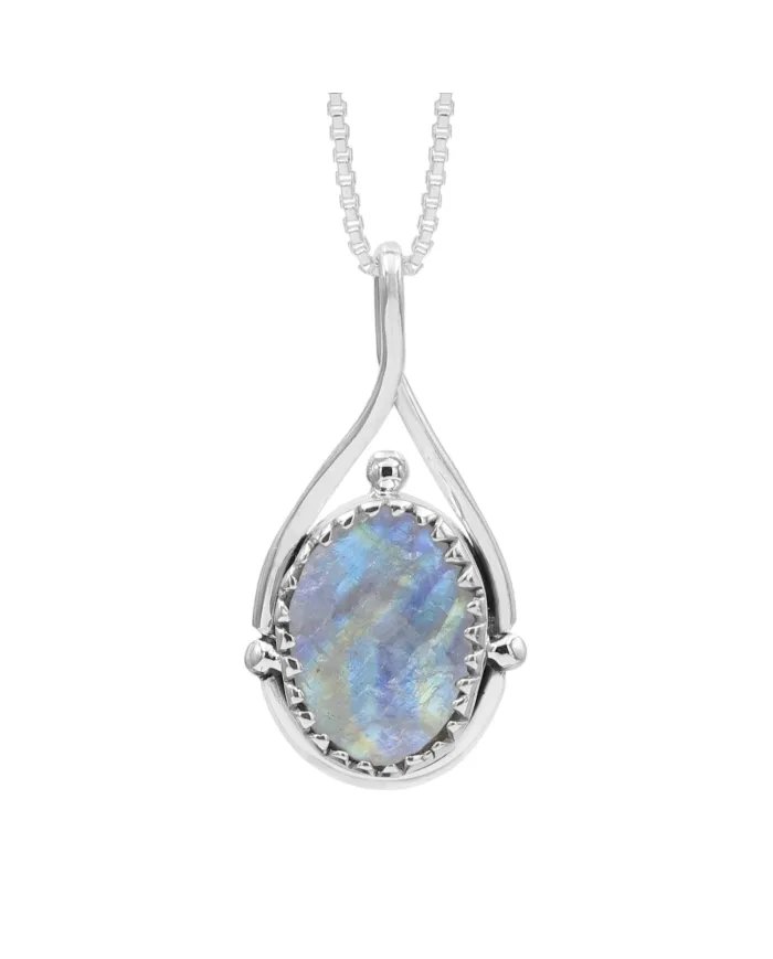 Rainbow Moonstone Pendant - 925 Sterling Silver Healing Crystal