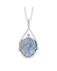 Pink Opal & Tourmaline Pendant Necklace - 925 Sterling Silver Jewelry