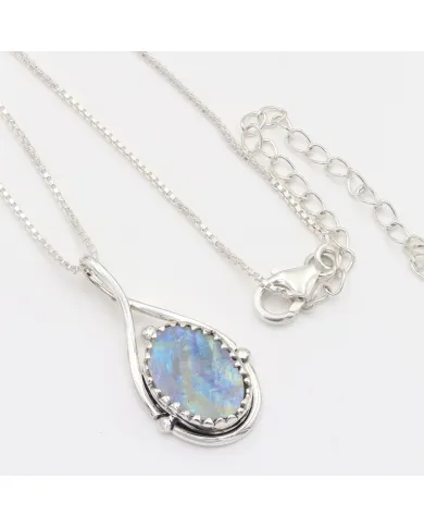 Rainbow Moonstone Pendant Necklace 925 Sterling Silver Healing Crystal
