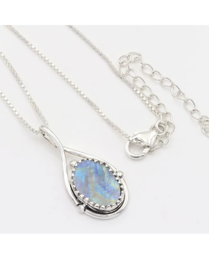Rainbow Moonstone Pendant Necklace 925 Sterling Silver Healing Crystal