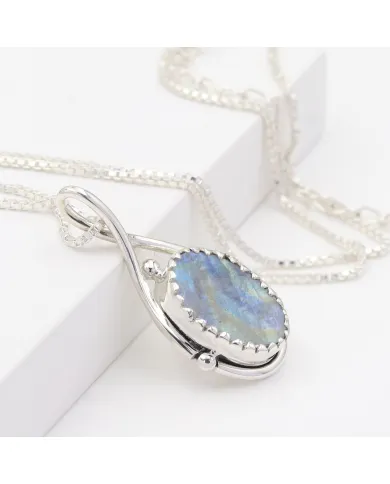Rainbow Moonstone Pendant Necklace 925 Sterling Silver Healing Crystal
