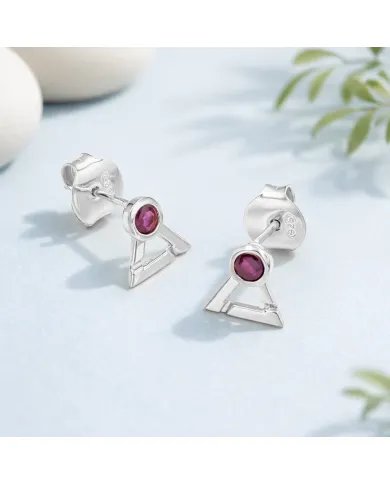 Natural Ruby Studs - 925 Sterling Silver Round Shape Gemstone Jewelry