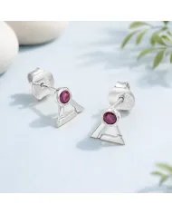 Natural Ruby Studs - 925 Sterling Silver Round Shape Gemstone Jewelry