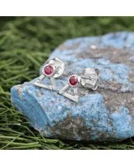 Natural Ruby Studs - 925 Sterling Silver Round Shape Gemstone Jewelry