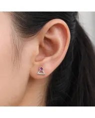 Natural Ruby Studs - 925 Sterling Silver Round Shape Gemstone Jewelry