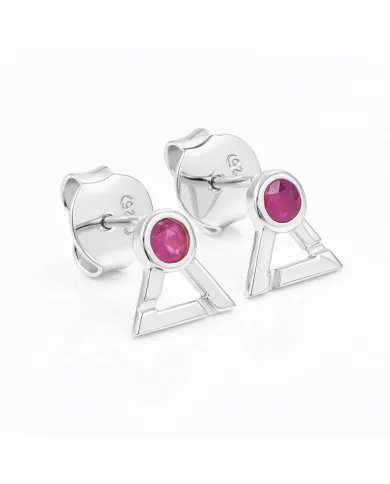 Natural Ruby Studs - 925 Sterling Silver Round Shape Gemstone Jewelry
