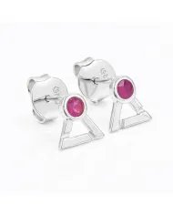 Natural Ruby Studs - 925 Sterling Silver Round Shape Gemstone Jewelry