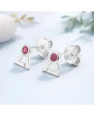 Natural Ruby Studs - 925 Sterling Silver Round Shape Gemstone Jewelry