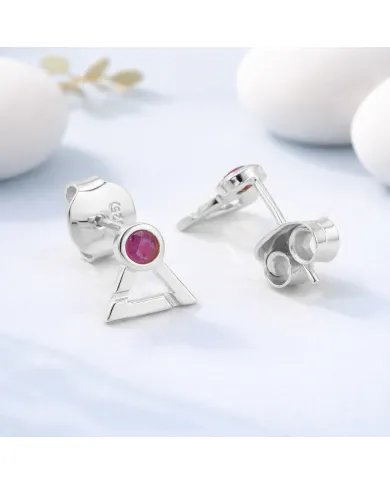 Natural Ruby Studs - 925 Sterling Silver Round Shape Gemstone Jewelry
