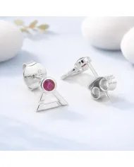 Natural Ruby Studs - 925 Sterling Silver Round Shape Gemstone Jewelry