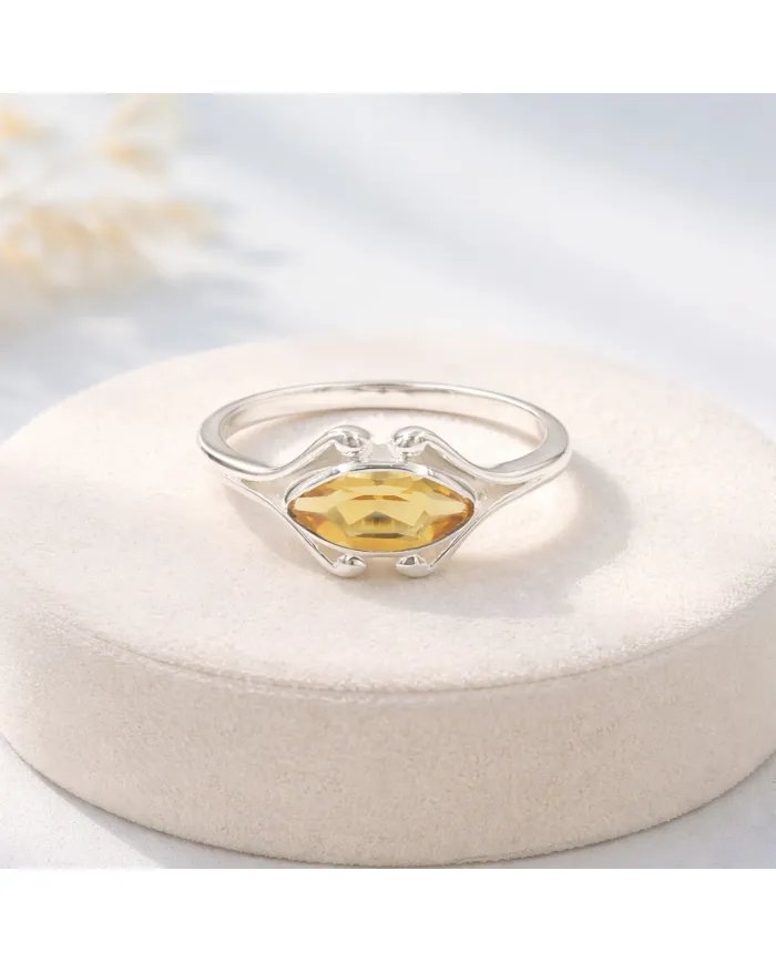 Citrine Marquise Cut Ring - 925 Sterling Silver Handmade Unique Jewelry