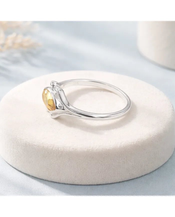 Citrine Marquise Cut Ring - 925 Sterling Silver Handmade Unique Jewelry