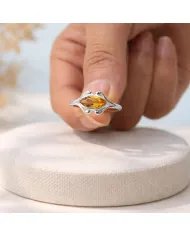 Citrine Marquise Cut Ring - 925 Sterling Silver Handmade Unique Jewelry