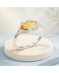 Citrine Marquise Cut Ring - 925 Sterling Silver Handmade Unique Jewelry