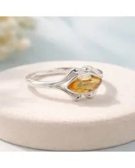 Citrine Marquise Cut Ring - 925 Sterling Silver Handmade Unique Jewelry