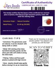 Natural Carnelian Ring in 925 Silver – Handmade Round Cabochon Jewelry