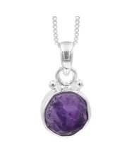 Raw Amethyst Pendant - 925 Sterling Silver Handmade Gemstone Jewelry