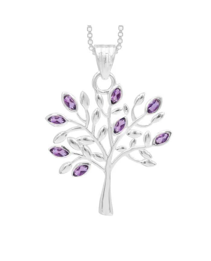 Tree of Life Amethyst Pendant – Handmade 925 Sterling Silver Jewelry