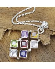 7 Chakra Healing Crystal Pendant – 925 Sterling Silver Yoga & Meditation Jewelry