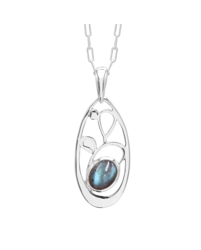 Labradorite Gemstone Pendant - 925 Sterling Silver Handmade Jewelry