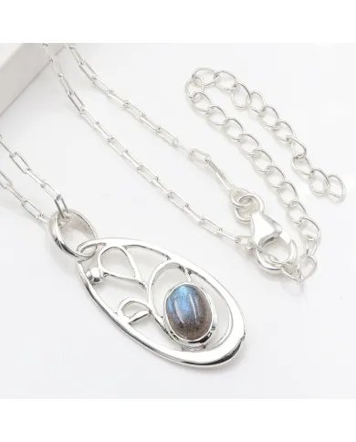 Labradorite Gemstone Pendant - 925 Sterling Silver Handmade Jewelry