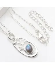 Labradorite Gemstone Pendant - 925 Sterling Silver Handmade Jewelry