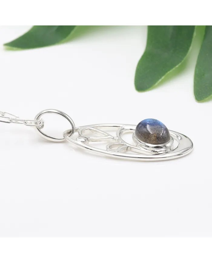 Labradorite Gemstone Pendant - 925 Sterling Silver Handmade Jewelry