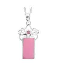 18K Gold Plated Pink Opal & Tourmaline Pendant Necklace for Her