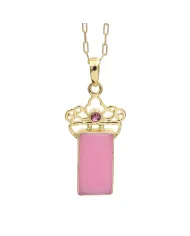 18K Gold Plated Pink Opal & Tourmaline Pendant Necklace for Her